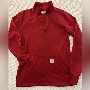 Carhartt Relaxed Fit Red Sweatshirt Half Zip Mock Neck